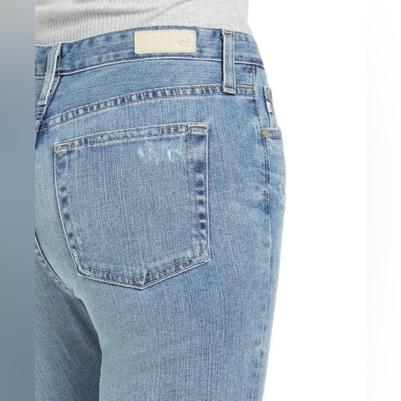 NWT AG Denim Jodi Crop Highrise Slim Flare Jeans Medium Blue Distressed Size 32 - Picture 7 of 14